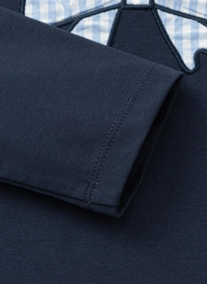 Balabala Navy Kids Girls Round v-neck long-sleeved T-shirt for Women | Best Price UAE